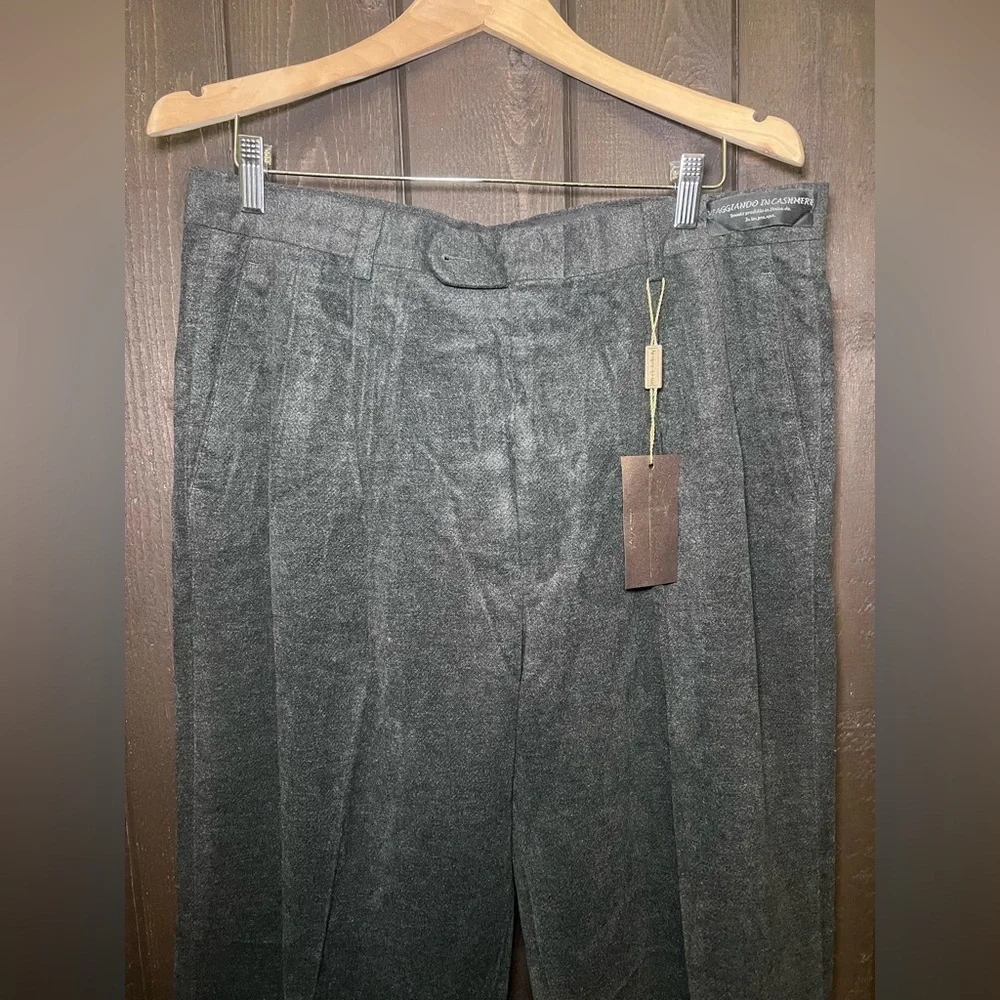 Linea Naturale NWT Cashmere Blend Mens Pants Sz 36x38 UNHEMMEND Charcoal Pleated